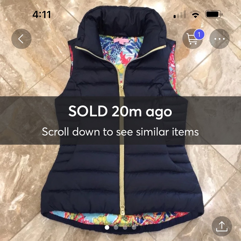 Lilly Pulitzer Allie packable navy vest - Picture 1 of 5
